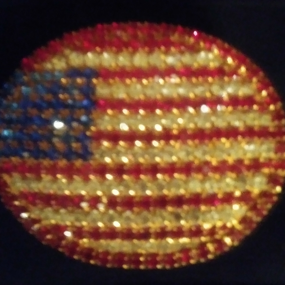 Red white and blue bling belt buckle